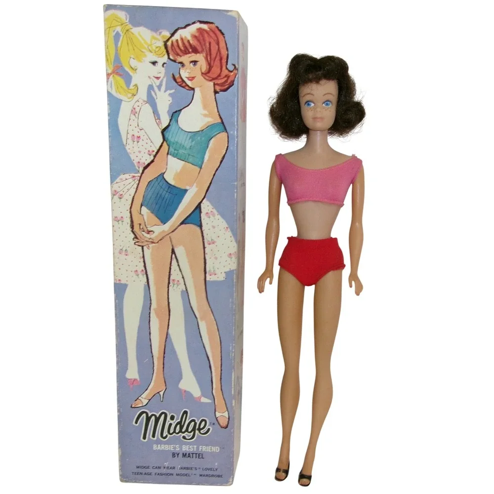 Vintage 1962 Mattel Midge Doll Barbie Best Friend Brunette Original Box